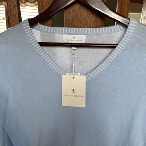 Toscano Firenze V-Neck Sweater XL Light Blue Lightweight Knit Mens New vintage